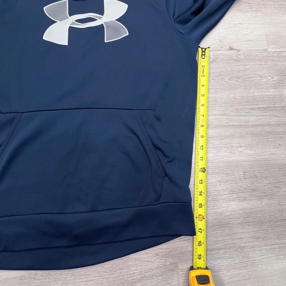 Under Armour Mens ColdGear Pullover Hoodie Academy Blue Logo 1357085 LG